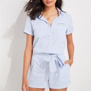 Vineyard Vines Searsucker Harbor Romper Breaker Blue Stripe size 6. Worn once